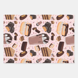 Süßes Leckereien Schokolade Donut Mocha Erdnuss Bu Geschenkpapier Set