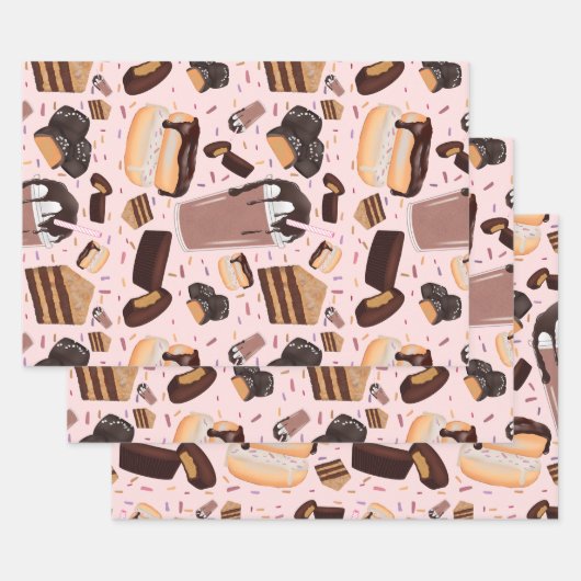 Süßes Leckereien Schokolade Donut Mocha Erdnuss Bu Geschenkpapier Set (Set)