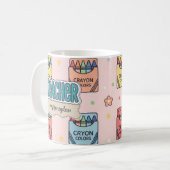 Süßes Lehrer Buntstift-Muster Kaffeetasse (Vorderseite Links)
