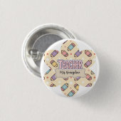 Süßes Lehrer-Dankeschön-Bleistift-Muster Button (Vorne & Hinten)