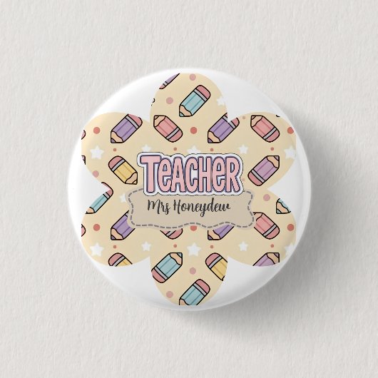 Süßes Lehrer-Dankeschön-Bleistift-Muster Button (Vorderseite)