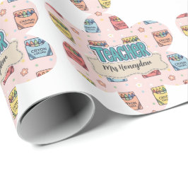 Süßes Lehrer-Dankeschön-Wachsstift-Muster Geschenkpapier