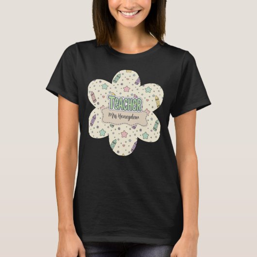 Süßes Lehrer-Schul-Crayon-Muster  T-Shirt (Vorderseite)