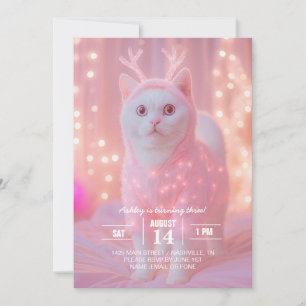Süßes leuchtendes Rentier-Kitty Winterfantasie Einladung