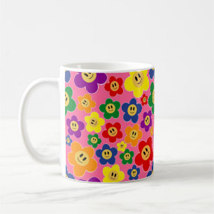 Süßes LGBT-Regenbogen-Blumenmuster-Pink Kaffeetasse