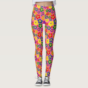 Süßes LGBT-Regenbogen-Blumenmuster－Pink Leggings