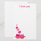 Süßes Liebe Owls Briefpapier (Vorne/Hinten)