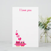Süßes Liebe Owls Briefpapier (Stehend Vorderseite)