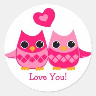 Süßes Liebe Owls Runder Aufkleber