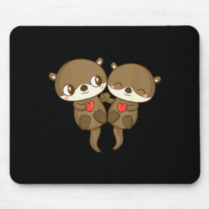 Süßes Liebes-Otter-Paar Valentinstag Männer Frauen Mousepad
