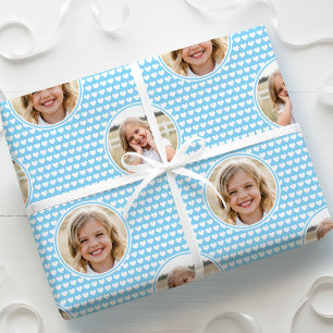 Süßes Liebesherz 2 Foto Hübsches blaues Muster Geschenkpapier