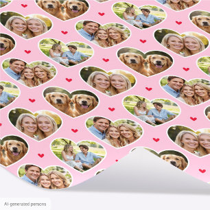 Süßes Liebesherz 4 Foto Elegantes Rosa Muster Geschenkpapier