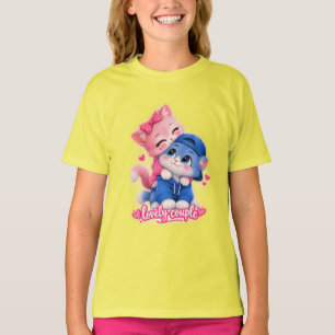 Süßes Liebespaar Katzen Frauen T-Shirt Kawaii C