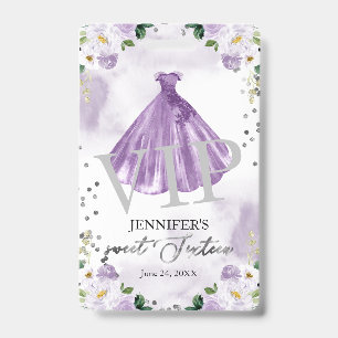 Süßes lila Blumenkleid Größe 16 16. VIP-Geburtstag Ausweis