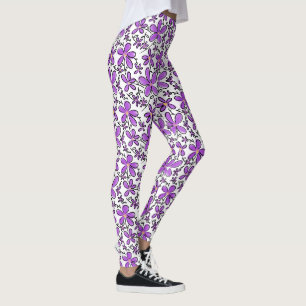 Süßes lila Blumenmuster Leggings