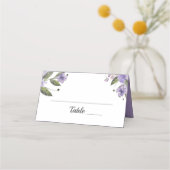 Süßes Lila Blumenzehen geklappte Platzkarte (Vorderseite)