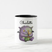 Süßes lila grünes flauschiges Monster Buddy Tasse (Zentrum)