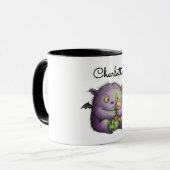 Süßes lila grünes flauschiges Monster Buddy Tasse (Vorderseite Links)