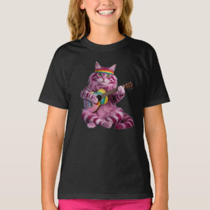 Süßes lila Katzen-Rocker-T-Shirt T-Shirt