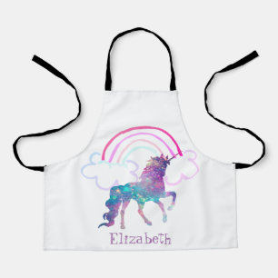 Süßes lila magisches Einhorn, Regenbogen Schürze