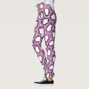 Süßes lila Pinguin-Muster Leggings
