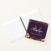 Süßes lila weißes Herbst-Monogramm-Skript Notizblock (Innenseite)