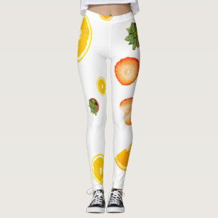 Süßes Limones, Kiwi- und Flechtmuster auf Weiß Leggings