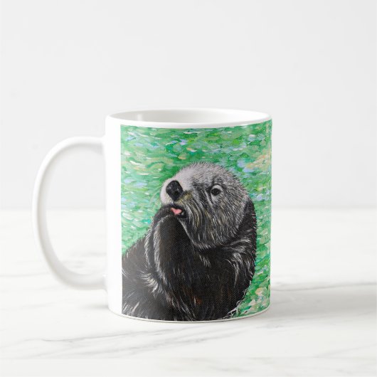 Süßes Little Sea Otter Gemälde Kaffeetasse (Links)