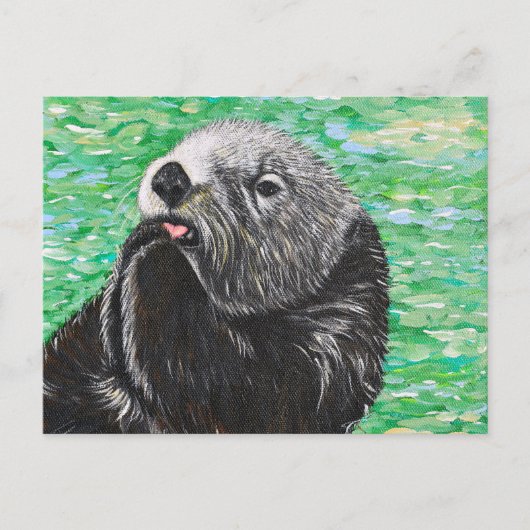 Süßes Little Sea Otter Gemälde Postkarte (Vorderseite)