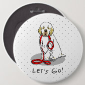 Süßes Los geht's! Clumber Spaniel Hund beim Spazie Button (Vorne & Hinten)