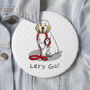 Süßes Los geht's! Clumber Spaniel Hund beim Spazie Button