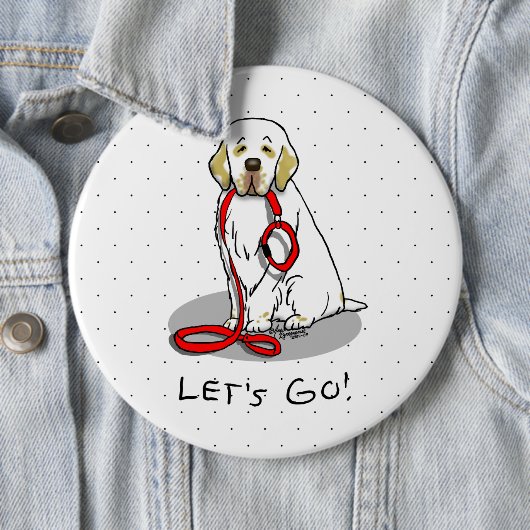 Süßes Los geht's! Clumber Spaniel Hund beim Spazie Button (Beispiel)