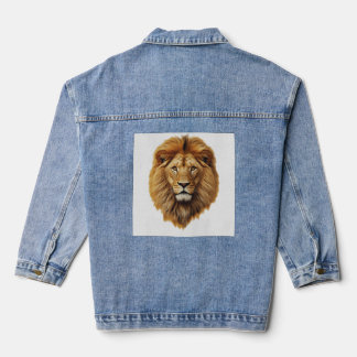 Süßes Löwengesicht Kinder T-Shirt mit kurzen Ärmel Jeansjacke