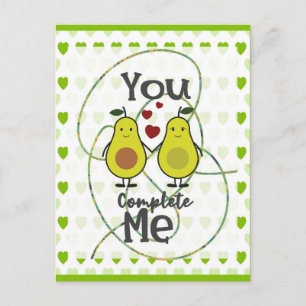 Süßes lustiges Avocado-Paar You Complete Me Postkarte