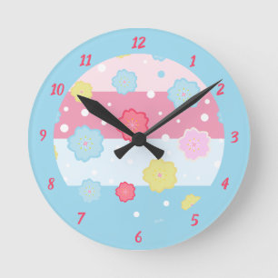 Süßes Lustiges Farbige Pastell-Designmuster Runde Wanduhr