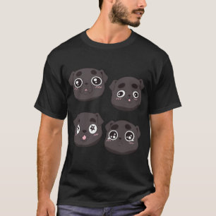 Süßes lustiges schwarzes Mops-Gesichtsmuster T-Shirt