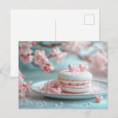 Süßes Macaron mit Herzen Valentinstag Postkarte (Vorne/Hinten)