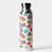Süßes Macaroon-Muster gepunktetes lila Monogramm Trinkflasche (Links)