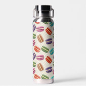 Süßes Macaroon-Muster gepunktetes lila Monogramm Trinkflasche (Rückseite)