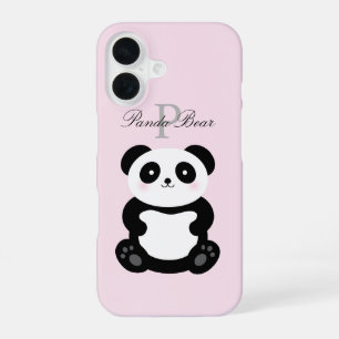 Süßes Mädchen-Baby-Panda-Bär-Monogramm iPhone 16 Hülle