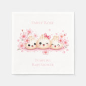 Süßes Mädchen-Baby-Shower mit Dumplings Serviette (Vorderseite)