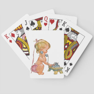Süßes Mädchen beim Telefonieren Spielkarten