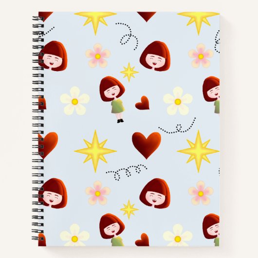 Süßes Mädchen Blumen Notizbuch (Vorderseite)