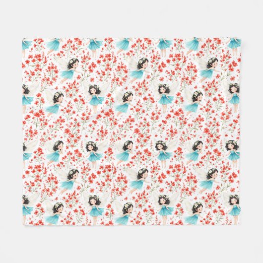 Süßes Mädchen Blumenmuster Fleece-Decke – Weich fü Fleecedecke (Vorderseite (Horizontal))