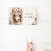 Süßes Mädchen Boho Pferd Erster Geburtstag Banner (InSitu)