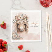 Süßes Mädchen Boho Pferd Erster Geburtstag Serviette (Beispiel)