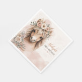 Süßes Mädchen Boho Pferd Erster Geburtstag Serviette (Ecke)