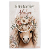 Süßes Mädchen Boho Pferd Geburtstag Mittlere Geschenktüte (Vorderseite)