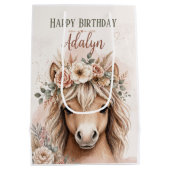 Süßes Mädchen Boho Pferd Geburtstag Mittlere Geschenktüte (Rückseite)