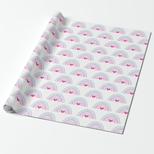 Süßes Mädchen Boho Regenbogen Geburtstag Geschenkpapier (Ungerollt)